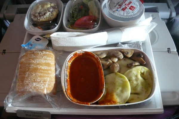 veganes Essen im Flugzeug