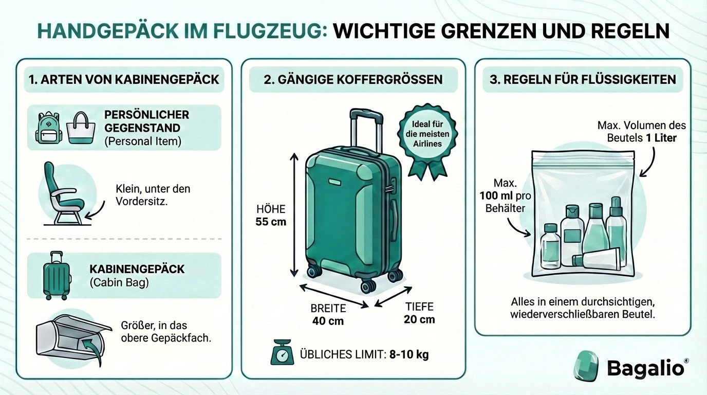 INFOGRAFIK: Handgepäck im Flugzeug: wichtige Grenzen und Regeln