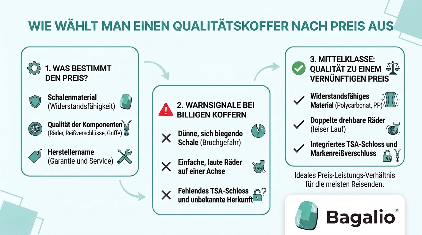 Infografik: Koffer nach Preis auswählen