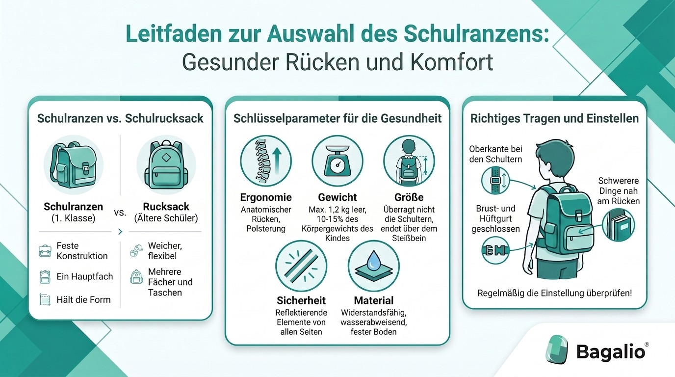 Infografik: So wählen Sie den Schulranzen für einen gesunden Rücken und Komfort